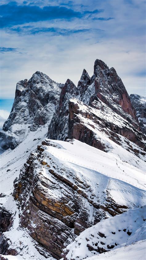 Seceda Mountain Wallpaper 4K, Winter, Peak, #7285