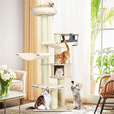 Tangkula Árbol Moderno Para Gatos Torre Grande De Varios Niveles Con