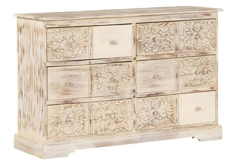 Buffet Tiroirs Manguier Massif Blanc Bross Pili Lestendances Fr