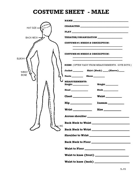 Printable Costume Measurement Sheet Printable Word Searches