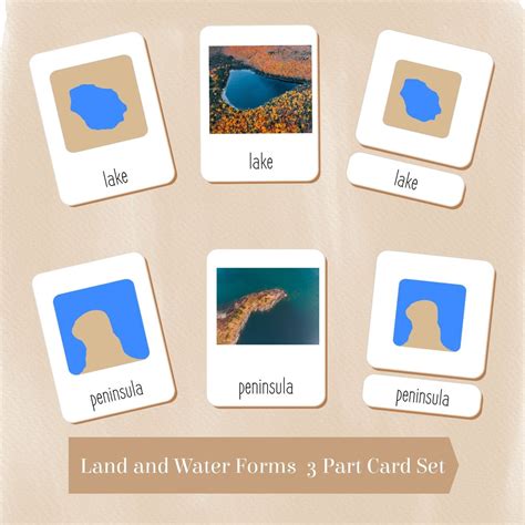 Land Water Forms Part Montessori Cards And Photo Cards Montessori