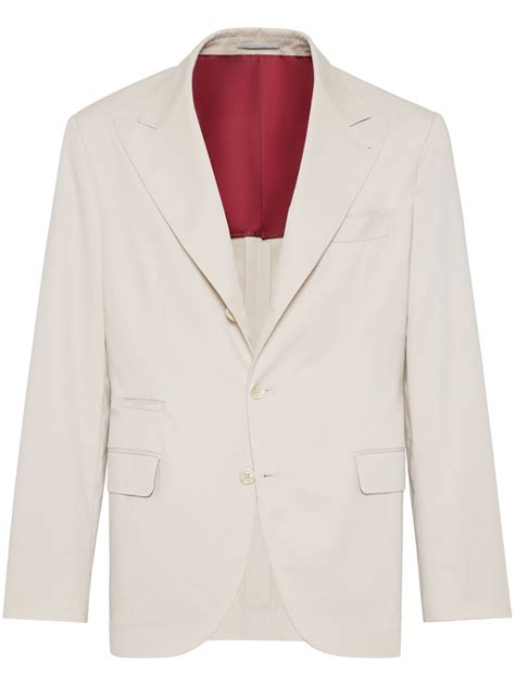Brunello Cucinelli Dekonstruiertes Gabardine Sakko Mit Großem Revers Nude FARFETCH DE
