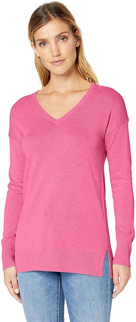 Amazon Essentials Women S Lightweight Long Sleeve V Neck Tunic Sweater