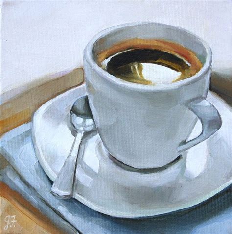 A Painting Of A Cup Of Coffee On A Saucer