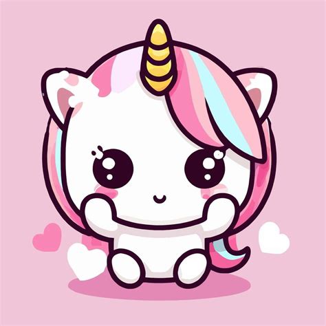 Cute Unicorn Illustration Unicorn Kawaii Chibi Vector Drawing Style