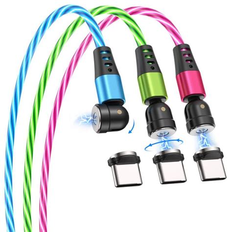 Srhthsj Charging Cable Micro Usb Charger Cord Type C Led Flowing Light