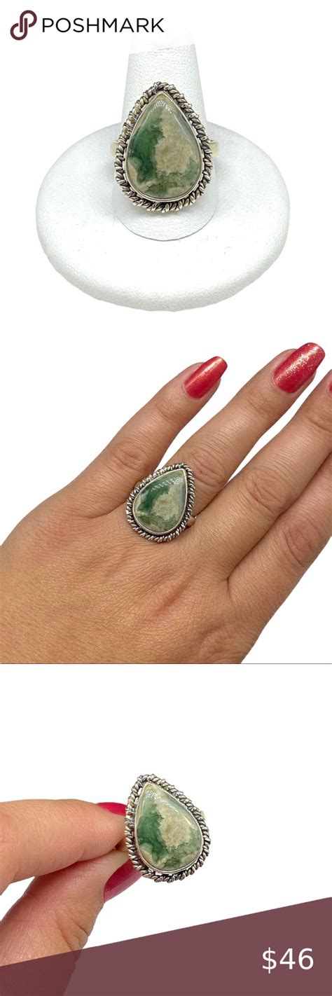 Ocean Jasper Ring Sterling Silver Size Natural Stone Green Jasper