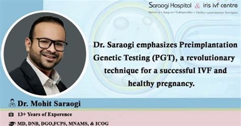 Dr Saraogi Emphasizes Preimplantation Genetic Testing Pgt A