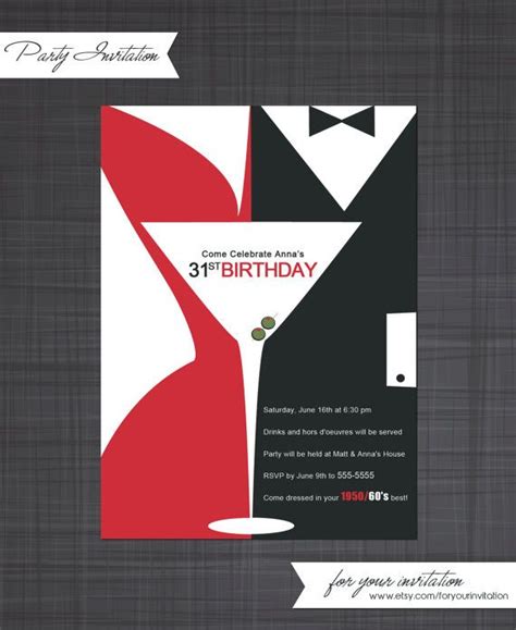 Madmen Inspired Party Invitation By Foryourinvitation On Etsy 1200 Moms 50th Birthday 40th