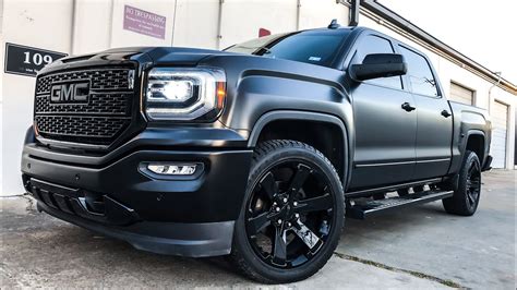 Gmc Sierra Wrapped Satin Black Full Chrome Delete Youtube