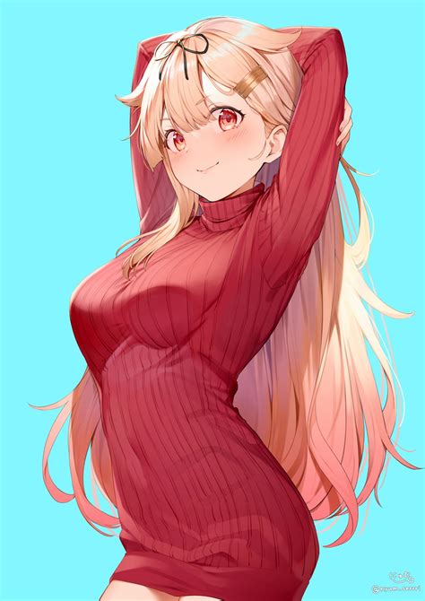 Vertical Sweater 2d Anime Anime Girls Yuudachi Kancolle Red