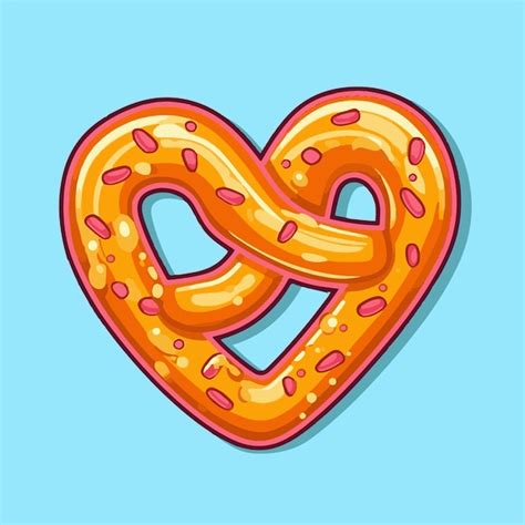 Premium Vector A Heart Shaped Pretzel With Red And Yellow Icing On It