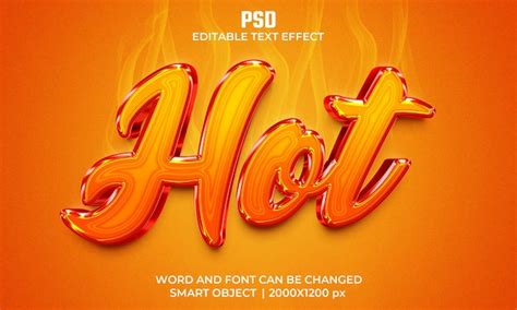 Efeito De Texto Editável 3d Hot Premium Psd Com Fundo Psd Premium