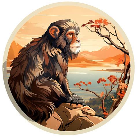 Premium Ai Image A Drawing Of A Monkey With A Red Flower In The