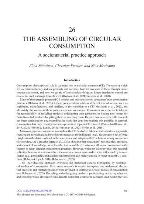 Pdf The Assembling Of Circular Consumption