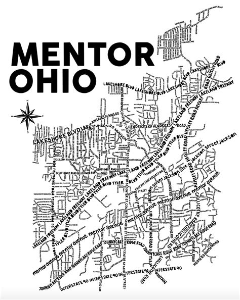 mentor ohio map print whereabouts shop