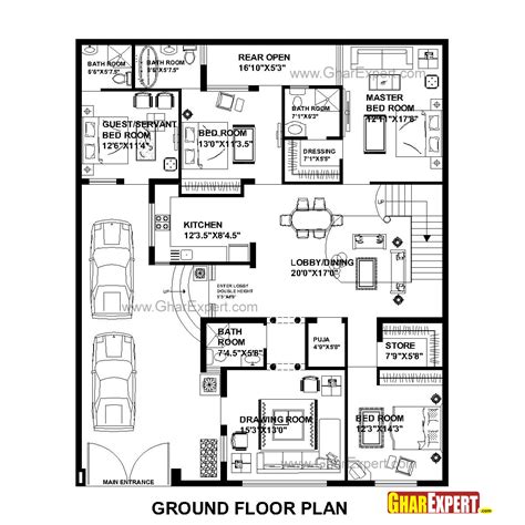 House Plan For 48 Feet By 58 Feet Plot Plot Size 309 Square Yards