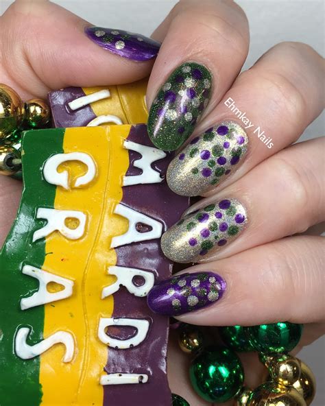 Ehmkay Nails Mardi Gras Nail Art With Girly Bits