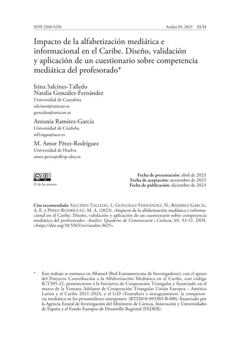 PDF Impacto de la alfabetización mediática e informacional en el