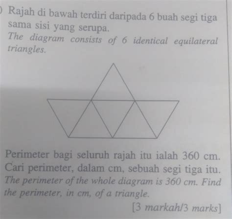 Solved Rajah Di Bawah Terdiri Daripada 6 Buah Segi Tiga Sama Sisi Yang