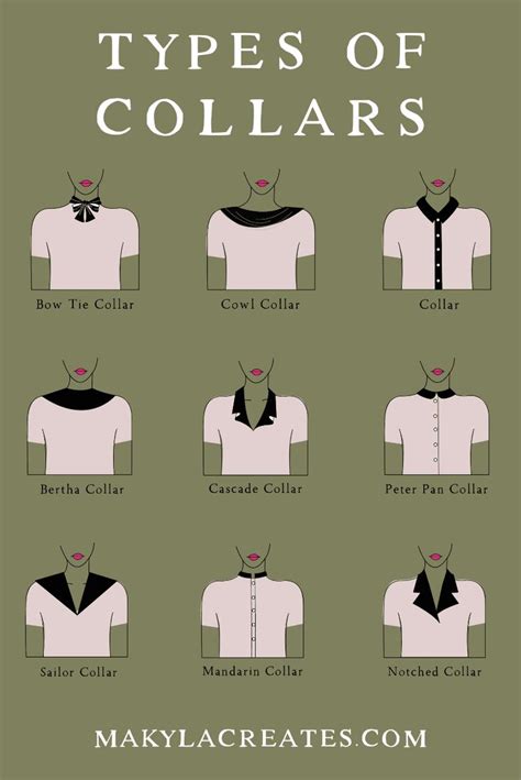 Many Different Types Of Collars Are Shown In This Image With The Names