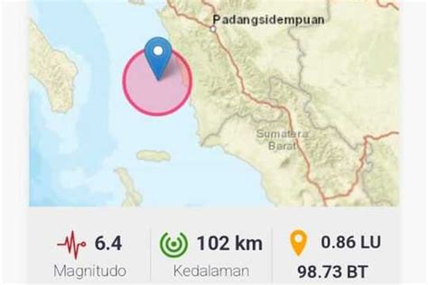 Gempa M Di Padang Sidempuan Terasa Sampai Aceh Dan Sumbar