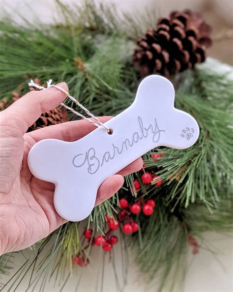 Custom Dog Bone Ornament Personalized Grabado Ceramic Dog Etsy