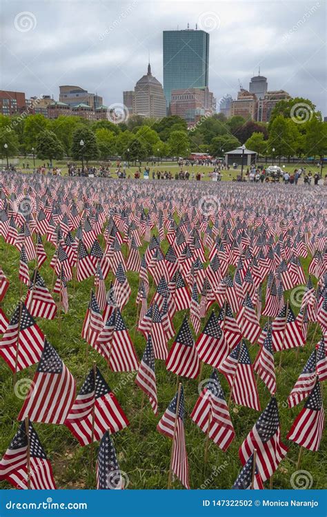 American Flags In The Boston Common Editorial Photography Image Of