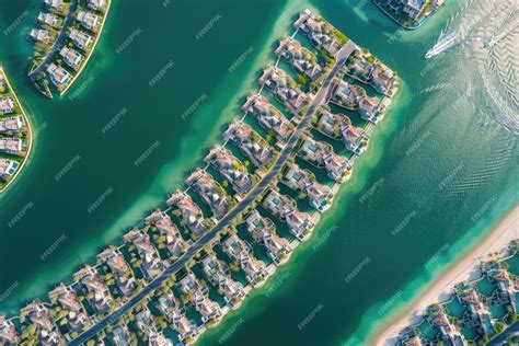 aerial view  palm jumeirah  iconic palmshaped island  dubai