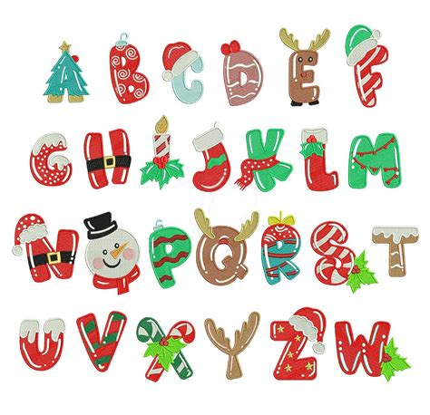 Xmas Embroidery Font Chrismas Alphabet Machine Embroidery Font BX