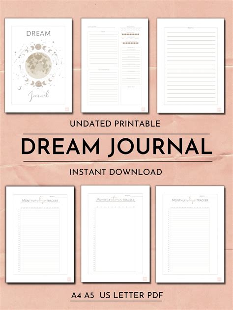 Dream Journal Printable, Dream Analysis, Dream Tracker, Dream Diary, Dream Interpretation, Sleep ...