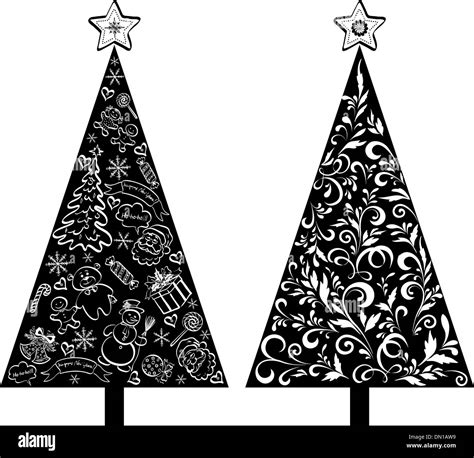 Christmas Trees Silhouette With Pattern Stock Vector Image And Art Alamy