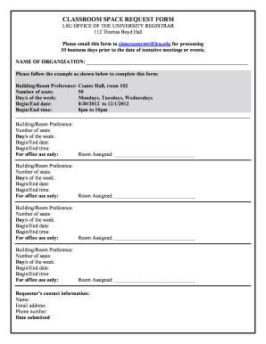 Fillable Online Sites Lsu Classroom Space Request Doc