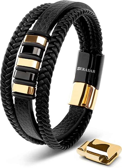 Serasar Gevlochten Armband Heren Glory Goud Zwart Cm