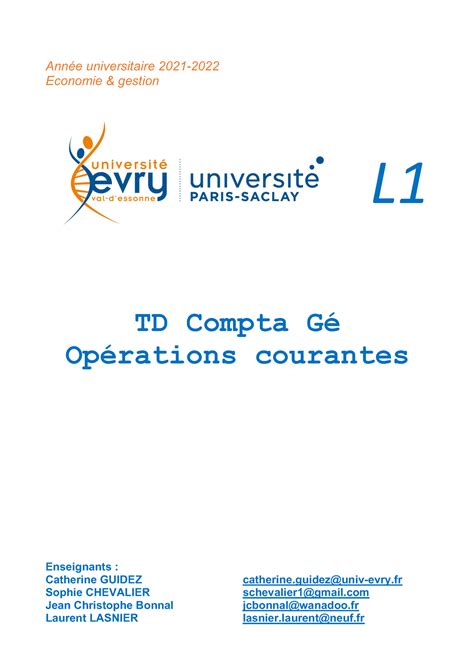 TD 1 Principe de Comptabilité L1 2022 Année universitaire 2021