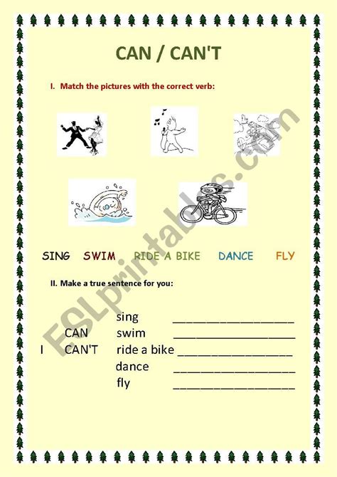 Can Can´t Esl Worksheet By Jelenasim