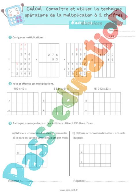 Connaître et utiliser la technique de la multiplication posée à 2