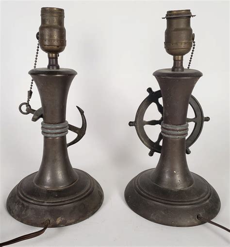 Nautical Anchor Ships Wheel Lamps Pair Of Antique Anchor And Ships