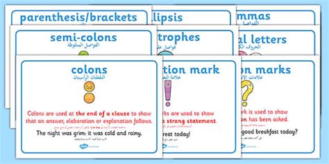 Punctuation Display Posters Arabic Translation Twinkl