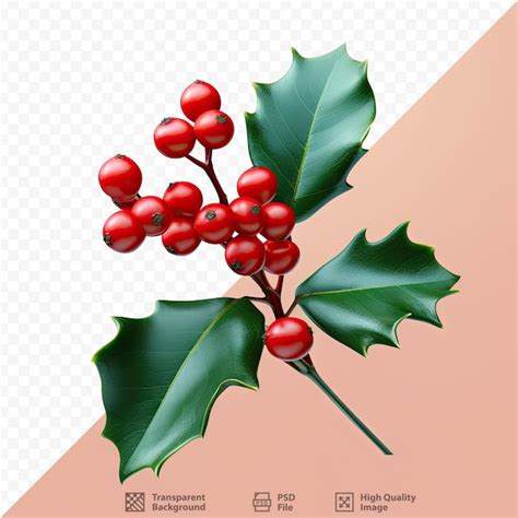 Premium Psd Red Holly Berries On Transparent Background