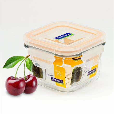 Buy Glasslock Airtight Break Resistant Food Storage Container Microwave Safe Square 210 Ml Online