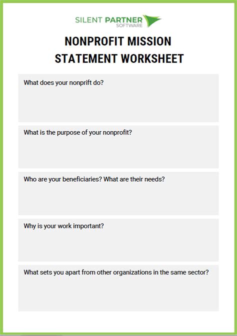 Mission Statement Worksheet Templates