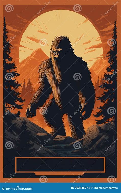 Retro Cinematic Bigfoot Poster Art Stock Illustration | CartoonDealer ...