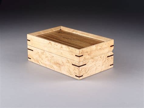 Birdseye Maple Box With Zebrawood Lid Etsy Zebra Wood Wood Box