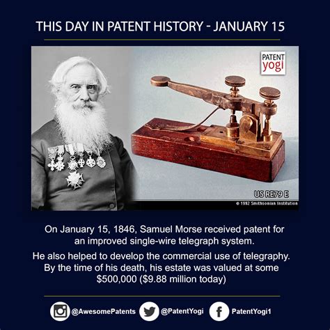 This Day In Patent History On January 15 1846 Samuel Morse Received