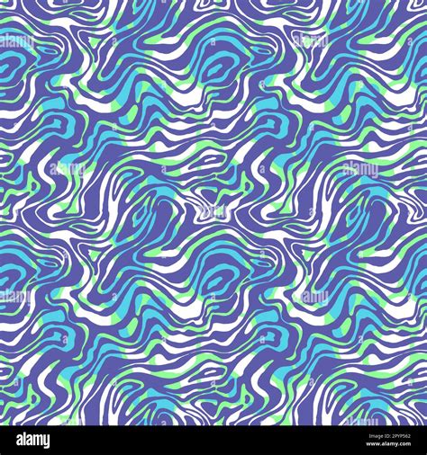 Wavy Swirl Vector Seamless Pattern Hand Drawn 1970 Vector Illustration