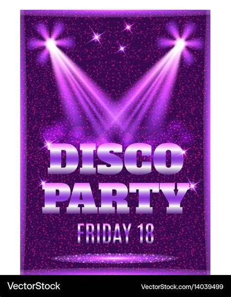 Disco Party Poster Template With Shining Spotlight