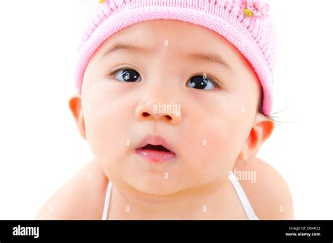 Curious Asian Baby Girl Isolated On White Background Stock Photo Alamy