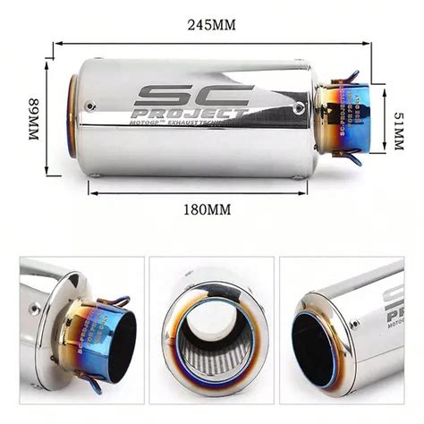Pe A Tubo De Escape De Motocicleta Universal Em A O Inoxid Vel