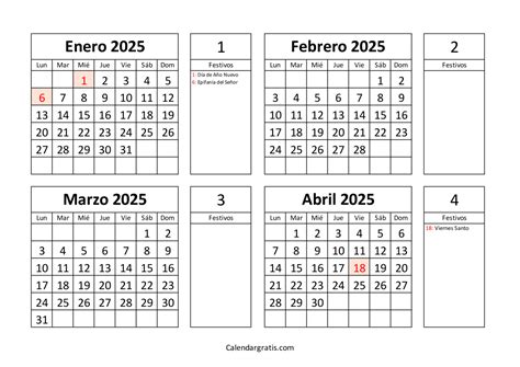 Calendario Enero Febrero Marzo Abril Para Imprimir Gratis